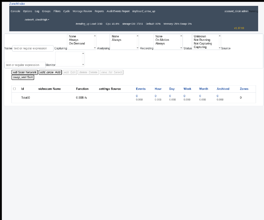 Authenticated ZoneMinder console